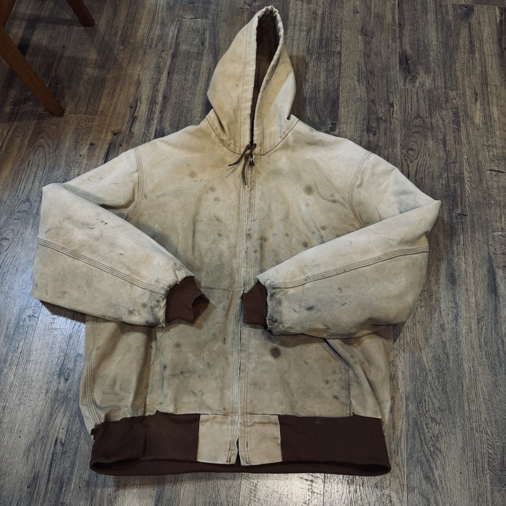 Vintage Carhartt Jacket Mens 2XL J131 BRN Duck Canvas Thermal Lined USA Grunge
